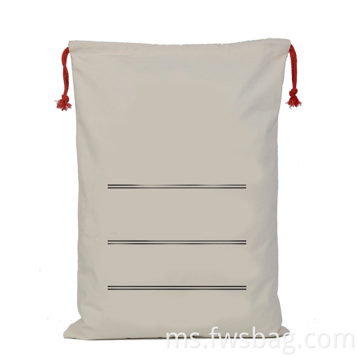 50x70 cm Plain White Organic Canvas Christmas Drawstring Hadiah Beg Tangan Tangan Tangan